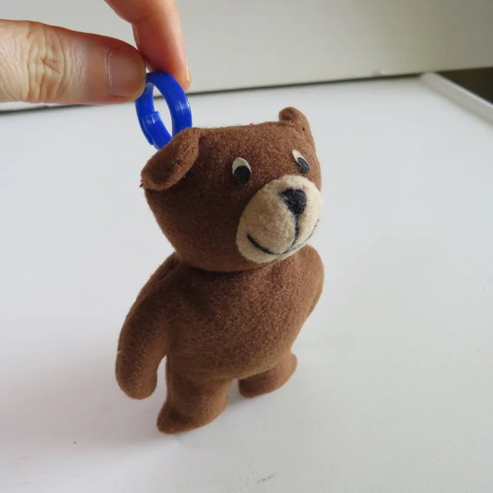 Brown & Tan Mini Teddy Bear BACKPACK CLIP plush stuffed animal